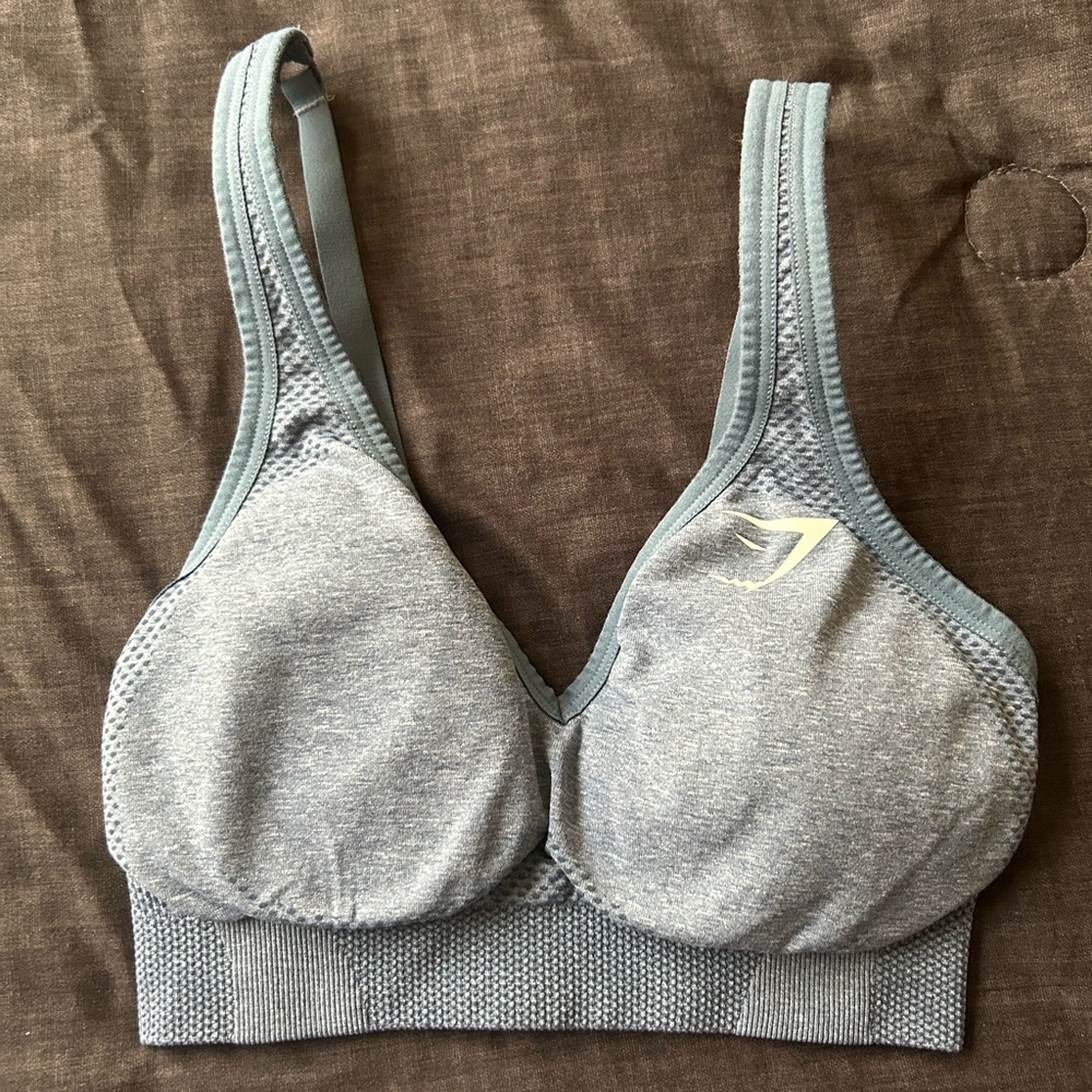 Vital Seamless 2.0 V Neck Sports Bra in Evening Blue Marl XS